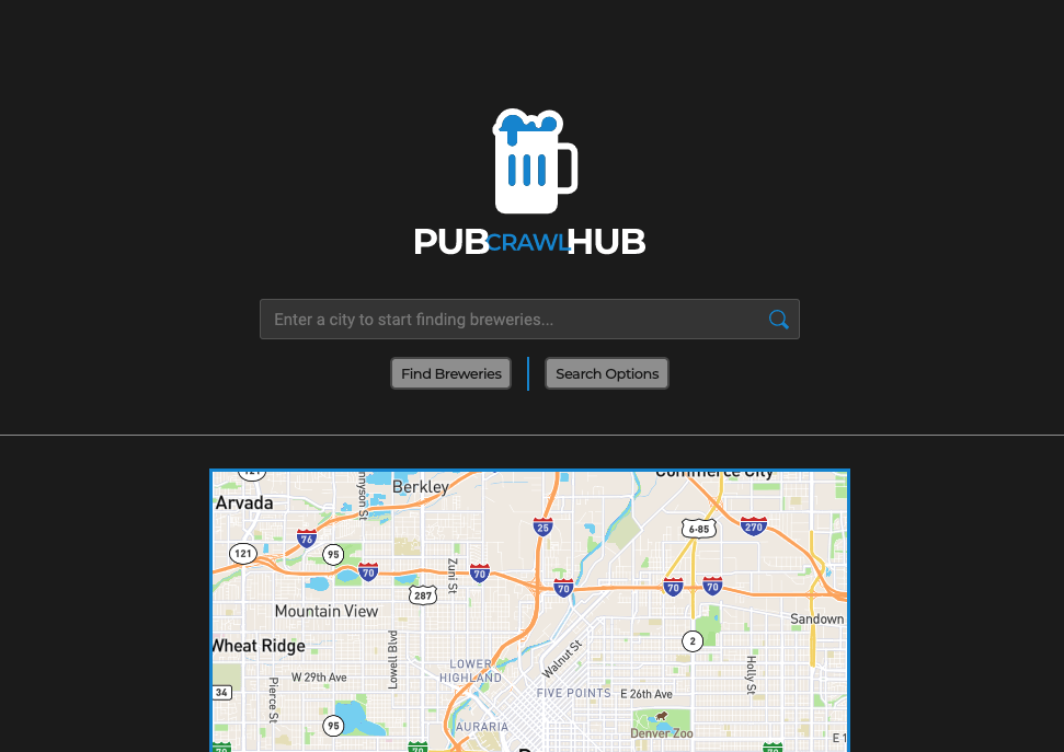 Screenshot of PUBCrawlHUB