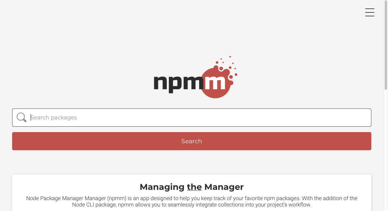 Screenshot of npmm